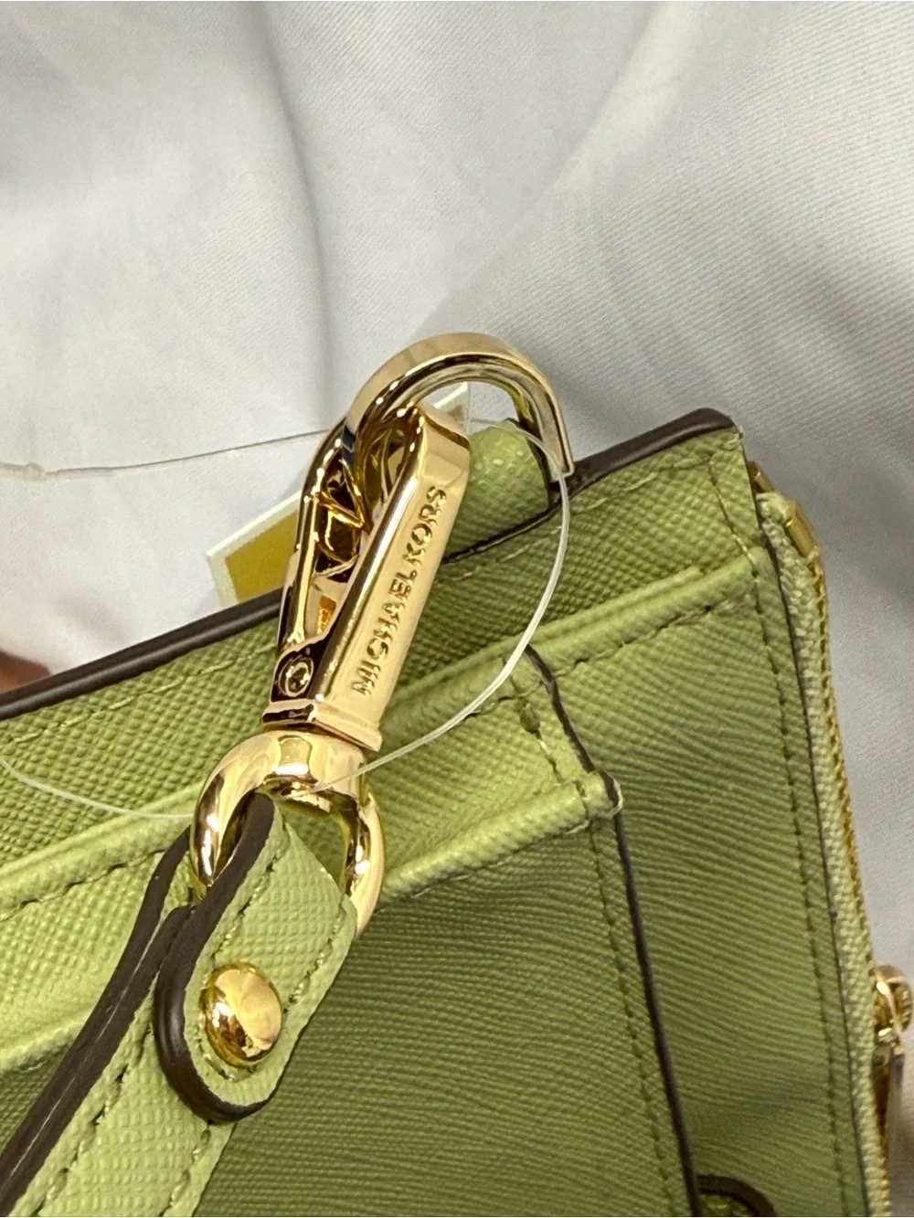 (new+tag) Michael Kors Sage Green Saffiano Leather Wristlet with Gold Hardware